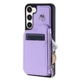 thumbnail image 5 of SaniMore for Samsung Galaxy S23 PU Leather Case, Zipper Purse RFID Blocking 4 Card Slots Removeable Wrist Strap Protective Handbag Flip Cover Stylish Shockproof for Girls Women, Purple, 5 of 8