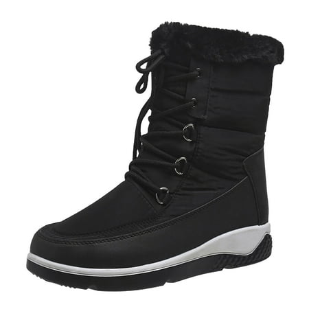 

TAIAOJING Womens Boots Fashion Autumn And Winter Snow Boots Thick Bottom Non Slip Round Toe Lace Up Warm And Comfortable Shoes