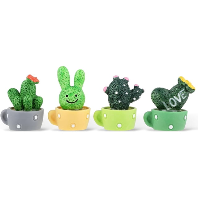 4 Pcs Cactus Car Decoration, Small Artificial Cactus Car Decoration Car Interior Cactus Ornament Cute Green Plant Cactus for Car Dashboard Home Office Desk Computer Table