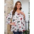 thumbnail image 2 of LATWIIV Tunic Tops for Women 3/4 Sleeve Plus Size Women's Tunics Loose Fit Floral Swing Flare Ladies Blouse for Leggings Flower63 1X, 2 of 7