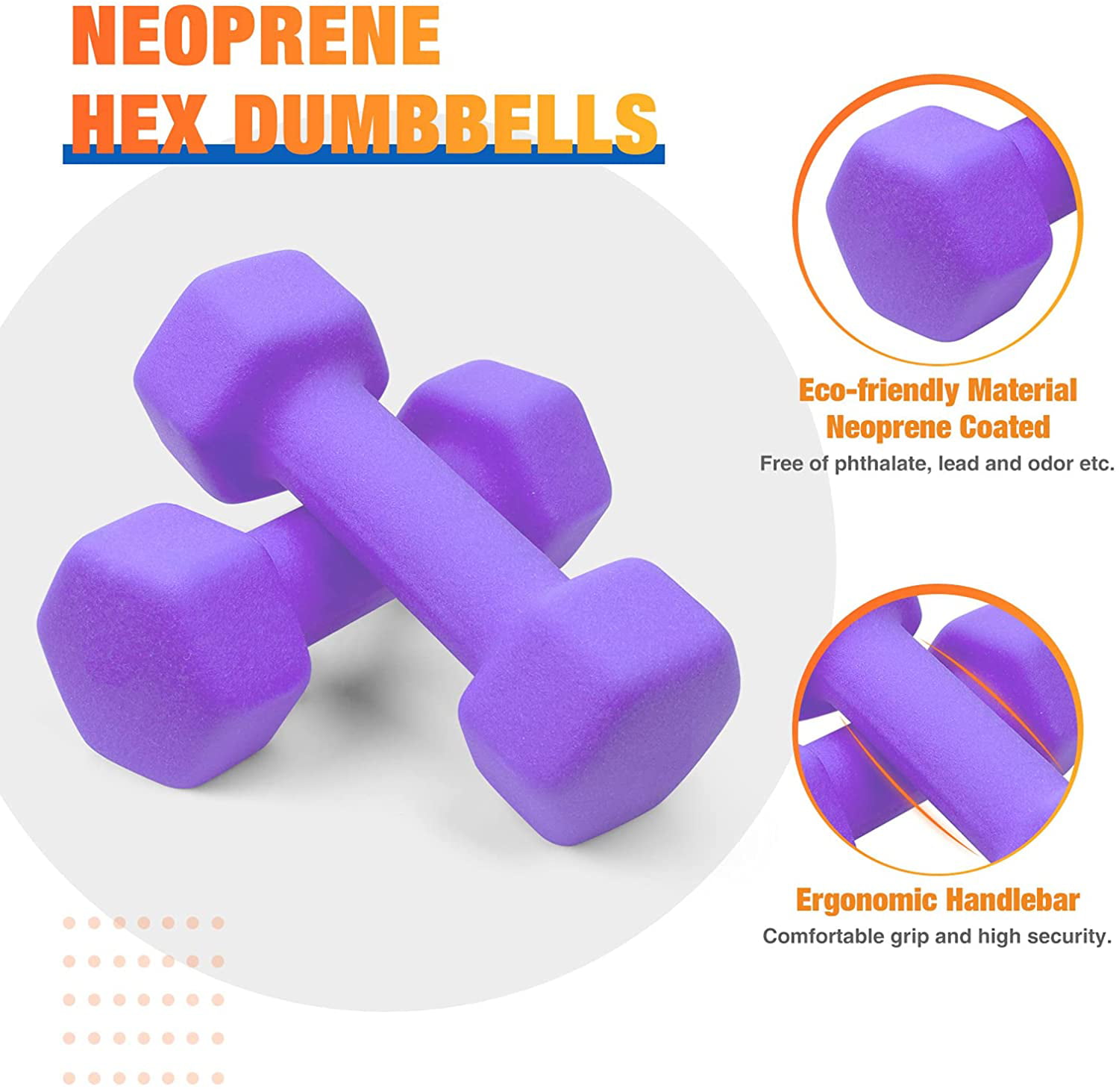 Set of 2 Neoprene Dumbbell Hand Weights 