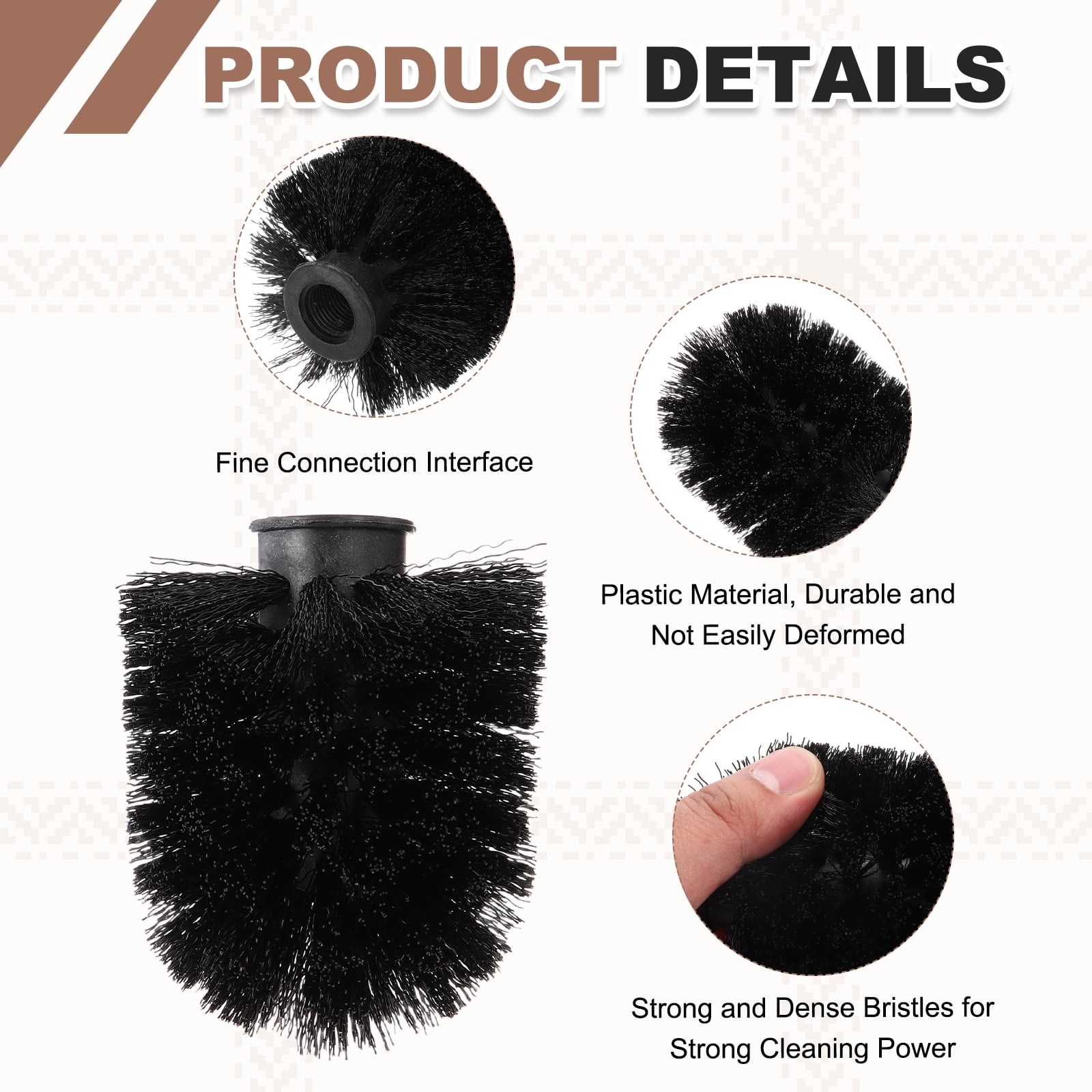 Uxcell 6 Pcs Toilet Brush Replacement Head, Toilet Brush Refills, Bathroom Cleaning Tool for Home Office Hotel, Black
