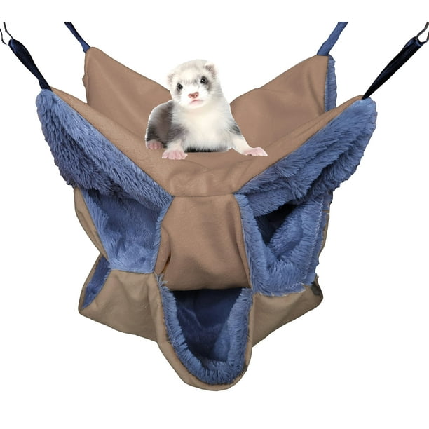 Small Animals Warm Plush Triple Bunkbed Hammock Cage Hanging Hammocks Bed Hideout for Rat Sugar