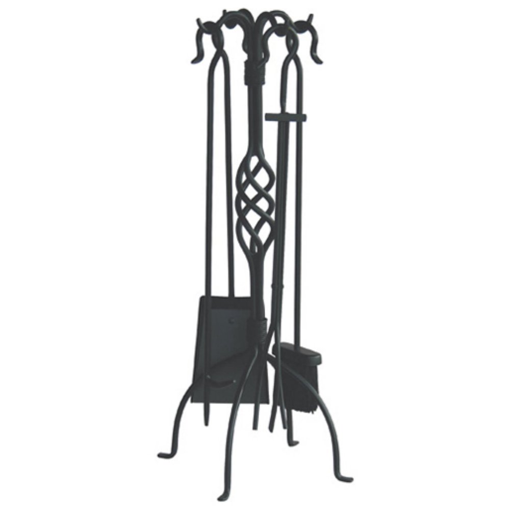 Uniflame Wrought Iron Fireplace Tool Set, Black Finish, 5Piece