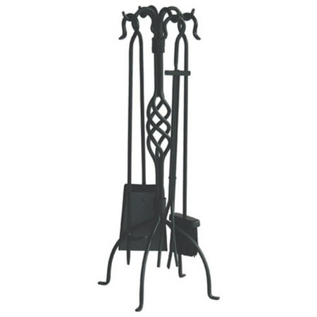 Uniflame Wrought Iron Fireplace Tool Set Black Finish 5 Piece