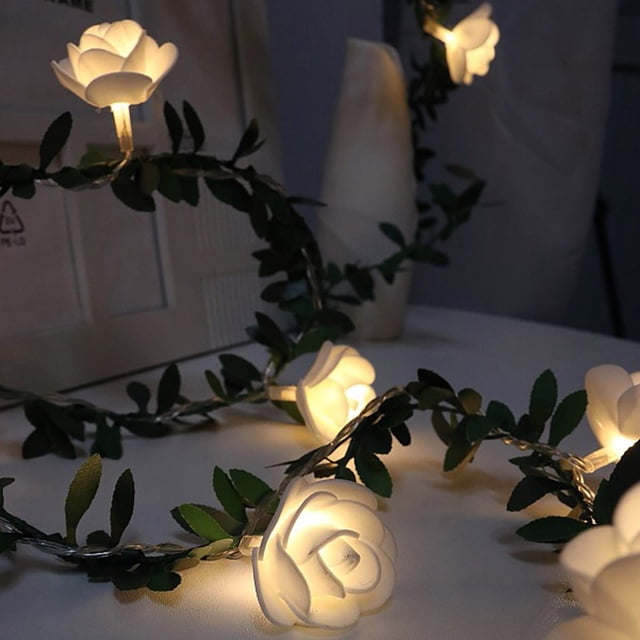 TechWave String Lights Battery Operated Indoor With LED Light White Roses With Warm Light Long Icicle Lights Indoor Bright Rope Lights Indoor Mini String Lights 10 Ft Christmas Lights Battery Operated