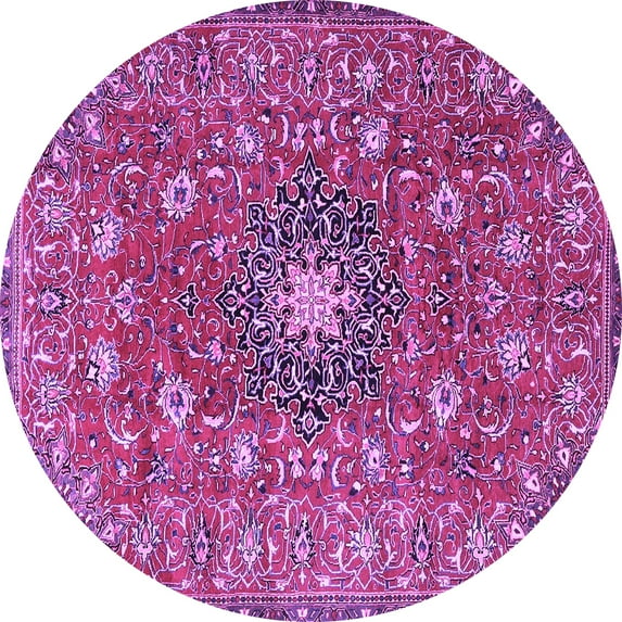 Ahgly Company Indoor Round Medallion Purple Traditional Area Rugs, 5' Round