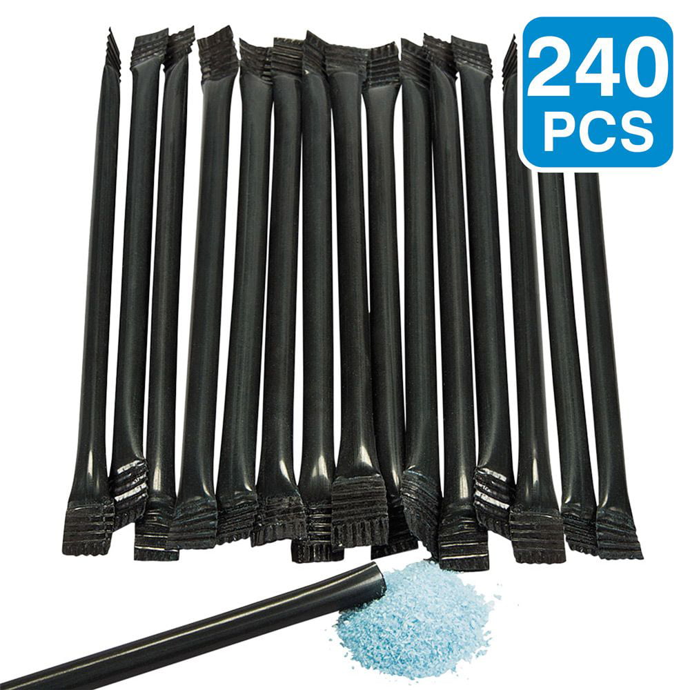 SafePro 226BLK 500-Piece Pack Catering Disposable Plastic Cocktail Drinks Cold Beverage Straws 7-Inch Black Unwrapped Bar Stirrers