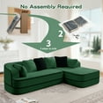 thumbnail image 7 of 106" Teddy Fabric 32D Boneless Sofa,Modular Sectional Sofa with Curved Armrest,Contrast Color Design with Pillow,Fluffy Comfy Couch with L Shaped Chaise,for Living Room,No Assembly Required,Green, 7 of 7