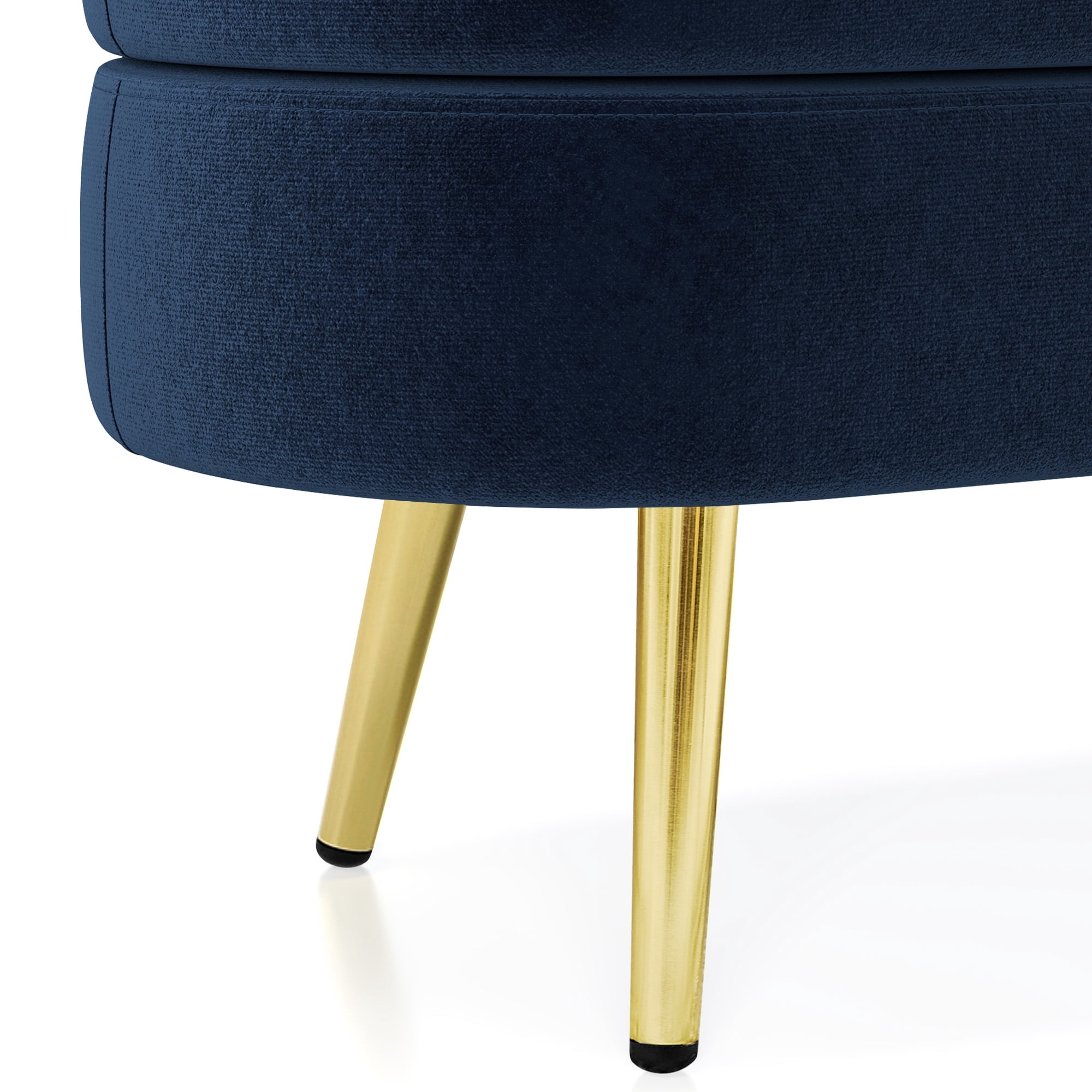 Oval Flannel Storage Ottoman Bench, Upholstered Footstool with Metal Legs, 43.5"x16"x16", 250lbs Capacity for Home Decor