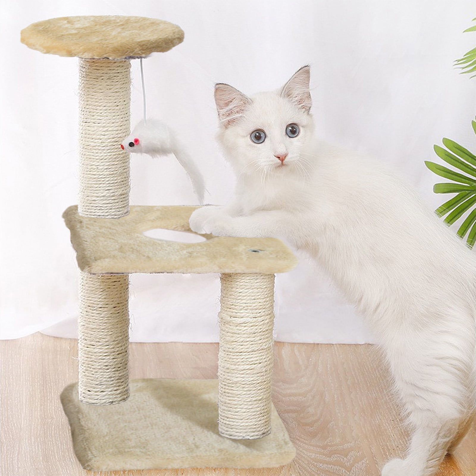 Modern Cats Climbing Frame, Integrated Sisal Scratching Post with Interactive Toys, Space-Saving Design for Indoor Cats, Multifunctional and Easy to Clean