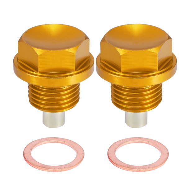 2 Juegos M16x1.5 Tornillo Tapón Carter Drenaje Aceite Aluminio Aleación con 2 Arandela Dorado Tono