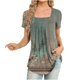 thumbnail image 2 of Fiudx Ofertas Flash Del Día Solo En Línea Blusa Holgada de Manga Corta con Cuello Redondo Informal Estampada a La Moda para Mujer, 2 of 5
