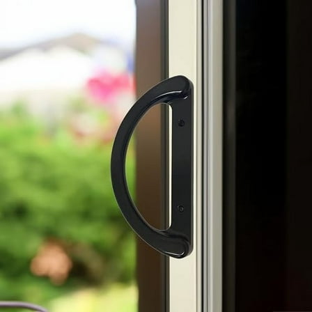 8" Sliding Door Handle Set with Mortise Lock - Replace Patio Glass Door Handles Quickly and Easily – Black Diecast, Non-Keyed, Fits 3-15/16” Hole Spacing
