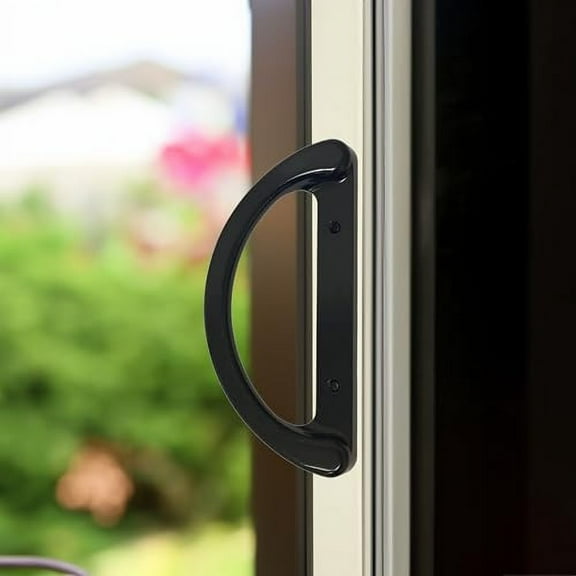 8" Sliding Door Handle Set with Mortise Lock - Replace Patio Glass Door Handles Quickly and Easily – Black Diecast, Non-Keyed, Fits 3-15/16” Hole Spacing