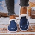 thumbnail image 6 of Womens Winter Flat Fluffy Snow Ankle Boots,Warm Faux Fur Lining Anti-Slip Slip on Loafer Casual Outdoor Plush Loafers Booties (Dark Blue,36), 6 of 7