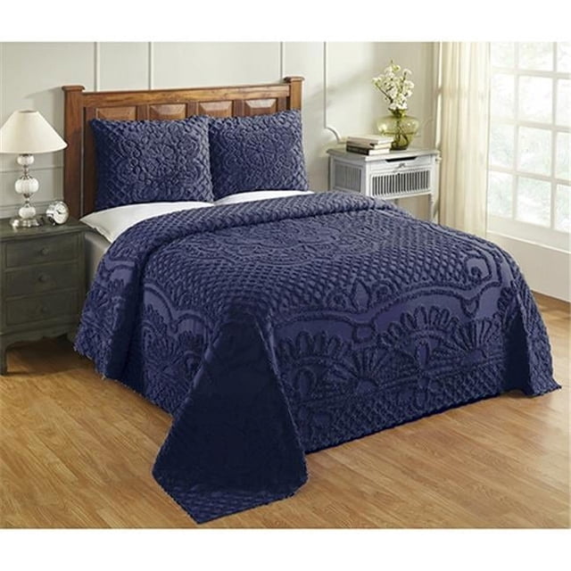 Better Trends BSTRDONV Better Trends Trevor Collection 100% Cotton Full/Double Bedspread Set in Navy