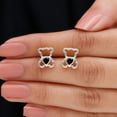 thumbnail image 4 of Rosec Jewels Cute Teddy Bear Stud Earrings with Heart Shape Created Black Diamond - AAAA Grade, 18K White Gold, 4 of 7
