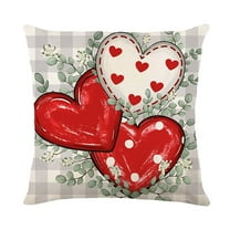 Valentines Day Decorations Pillow Covers 18x18 Inch, Heart Love Letter Print Decorative Throw Pillowcase, Red Cushion Cover for Couch Sofa Bedroom Home Decor Wedding Party Home Ornaments D
