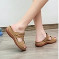 thumbnail image 6 of KBODIU Women's Sandals, Women Orthopedic Sandals with Arch Support Versatile Flat Slippers Non-slip Lightweight Super Comfort Wedge Heel Platform Sandals Summer Beach Sandals Wedge Shoes Khaki 41, 6 of 7
