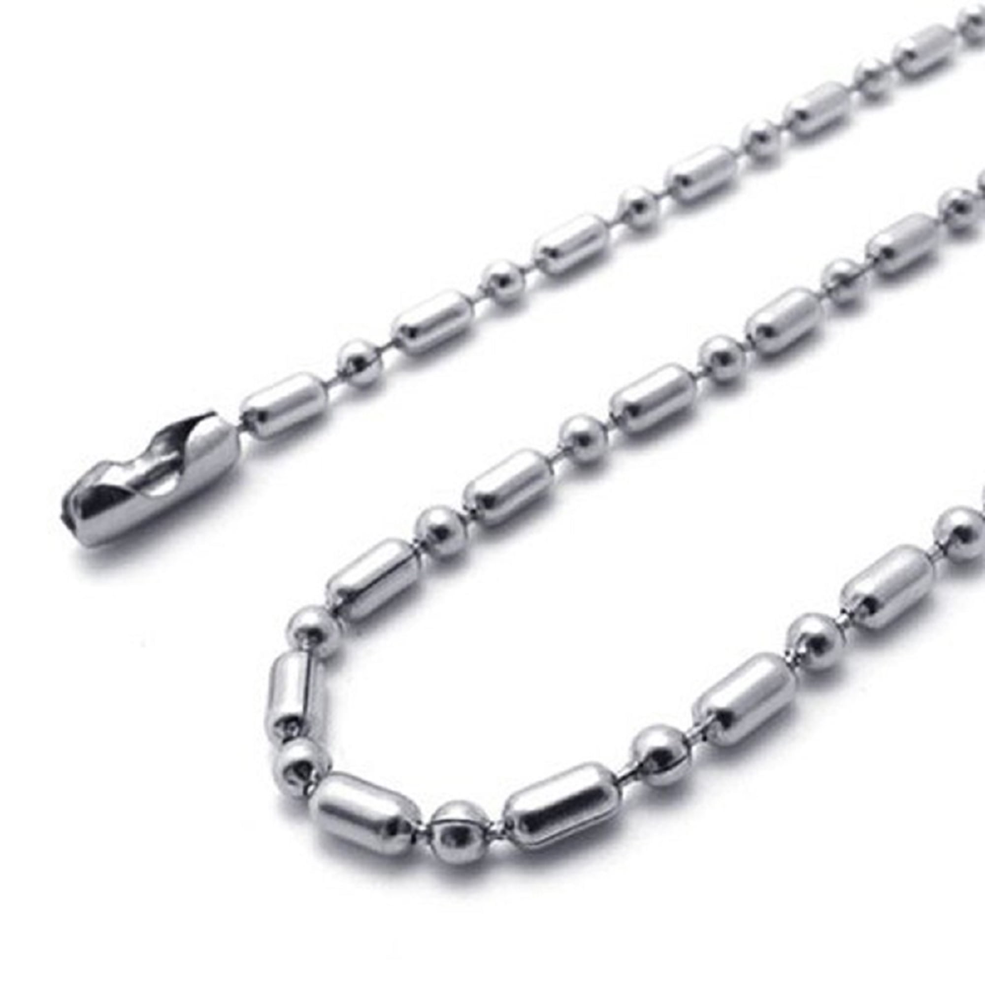 2.4 mm 10"-100" Silver Stainless Steel Ball & Oval Bead Necklace Chain Sb75
