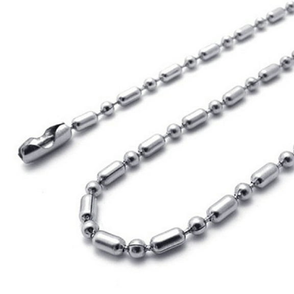 1.5mm-4mm 10"-100" Silver Stainless Steel Ball & Oval Bead Chain Necklace