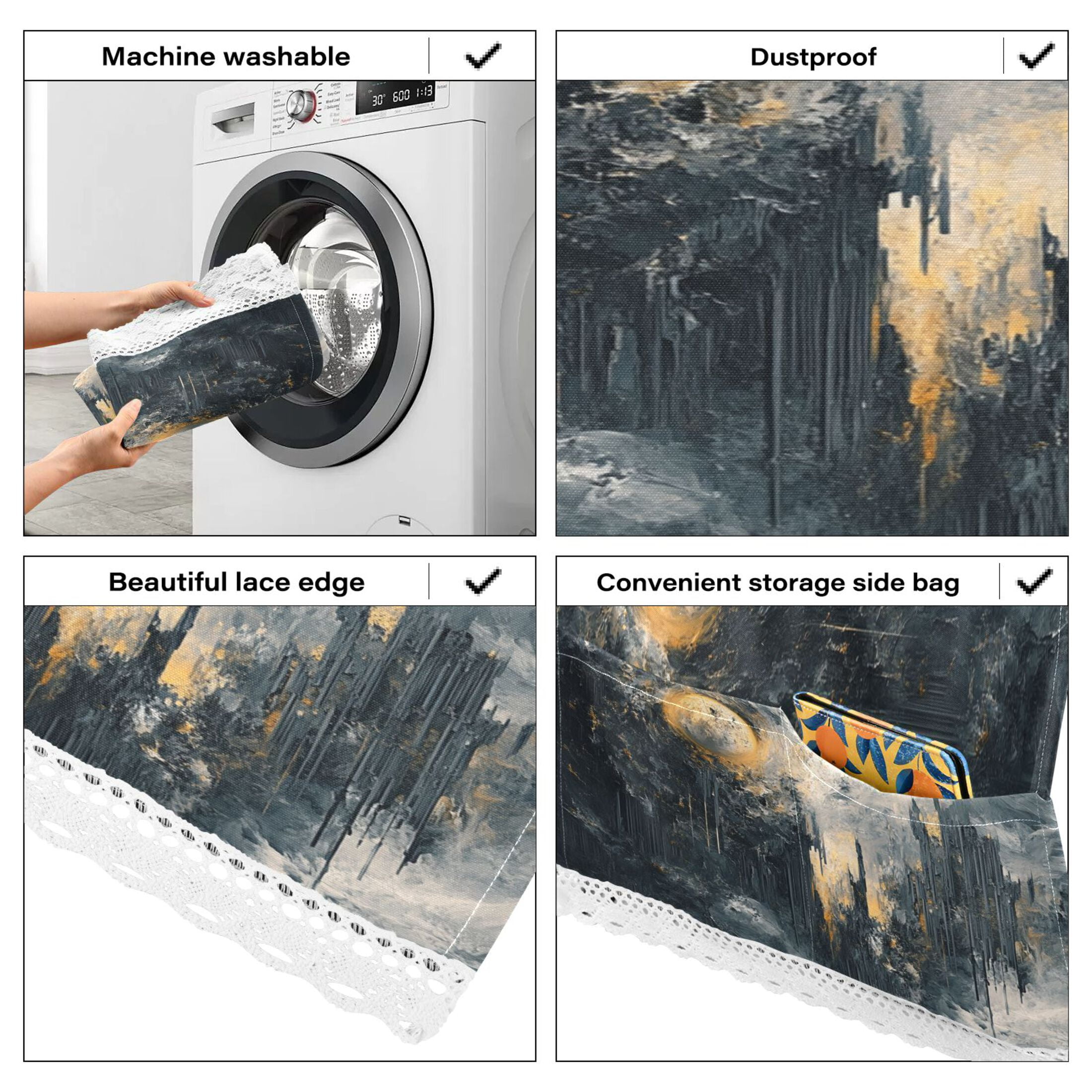 The Sun Of Abstract ArtWasher and Dryer Covers Dust-Proof and Oil Resistant Fridge Cover with 4 Storage Pockets Washing Machine Top Cover for Laundry Kitchen Home 51.2 x 22 In