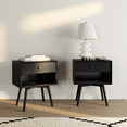 thumbnail image 4 of Walker Edison Mid-century Modern 1 Drawer Nightstand, Set of 2, Black, 4 of 10