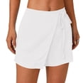 thumbnail image 4 of QTBIUQ Skort for Women Mid Waist Side Tie Casual Skirt Shorts Comfort Solid Color Summer Skorts with Shorts Built In, 4 of 6