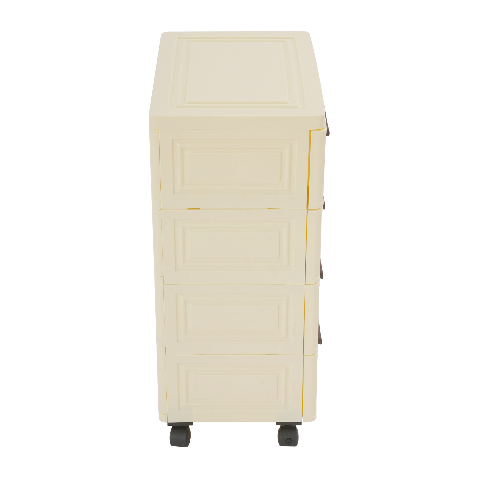 Creamy Yellow 4 Tier Plastic Drawer Storage Organizer, Storage Cabinet with 4 Universal Wheels, 4-Drawers Cabinet for Dresser Closet Bathroom Dorm Bedroom Laundry Room