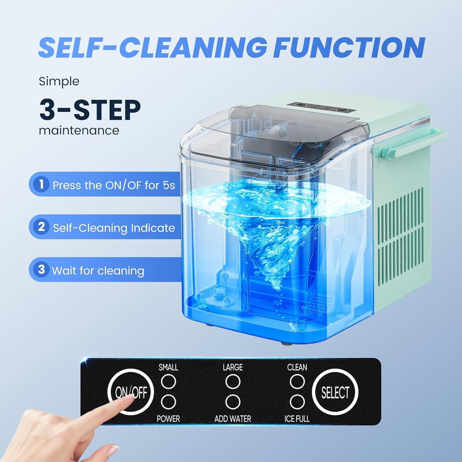 Portable Ice Machine Countertop with Handle, 9 Bullet Ice Cubes in 6 Mins, 26lbs/24Hrs, Auto-Cleaning, Includes Basket and Scoop for Home Kitchen RV Camping