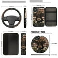 thumbnail image 5 of Uorisanigo Highland Cow US Flag Car Seat Covers Full Set 18 Pack Steering Wheel Cover+Seatbelt Pads+Center Console Pad+Headrest +Shift Knob & Handbrake Cover+Coasters+Keychain Keyrings, 5 of 7
