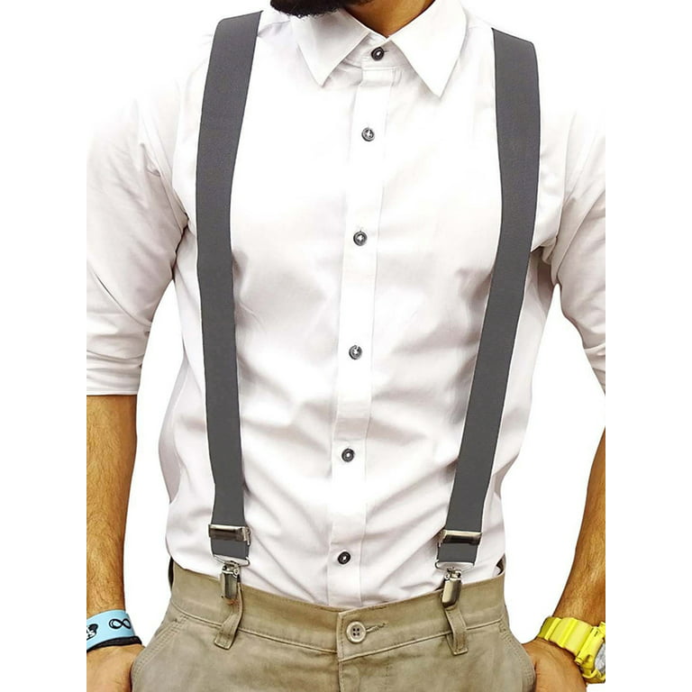 Men's Suspenders Adjustable Size, Y Shape Elastic Adjustable Straps Casual  Elastic Strap Brace 3 Clips Y Back Style Suspenders for Men Women