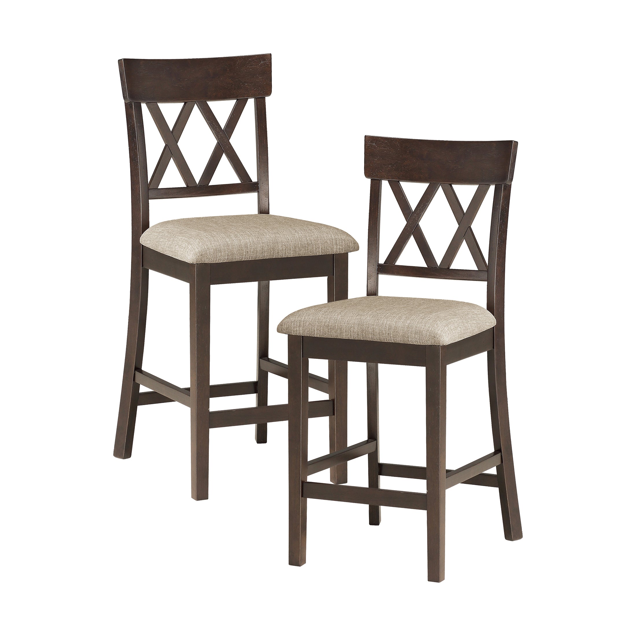 OakvillePark McIntyre Cross Back Counter Height Chair (Set of 2), Brown