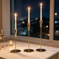 thumbnail image 5 of Qholemyo Set Of 3 Sleek Gold European Candleholder Tabletop Ornament Home Decor For Wedding Candlelit Dinner, 5 of 6