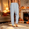 thumbnail image 4 of Mens Sleep Pants with Pockets Plaid Pajama Pants Cute Drawstring Elastic Waist Pant Cuffed Hem Straight Leg Home Sleepwear, 4 of 4