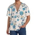thumbnail image 3 of Xecao offers the Rose Flowers for Men's Casual Short-sleeved Shirt, a button-up collared shirt with a pocket, perfect for beach vacations and yacht travel in the Medium size., 3 of 7