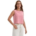 thumbnail image 3 of DARING DIVA Women's Gingham Summer Crop Tank Tops Button Back Sleeveless Shirts S Red, 3 of 7