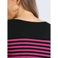thumbnail image 5 of DARING DIVA Women's Color Block Striped Knit Top Long Sleeves T-Shirt XS Rose Red Black, 5 of 6