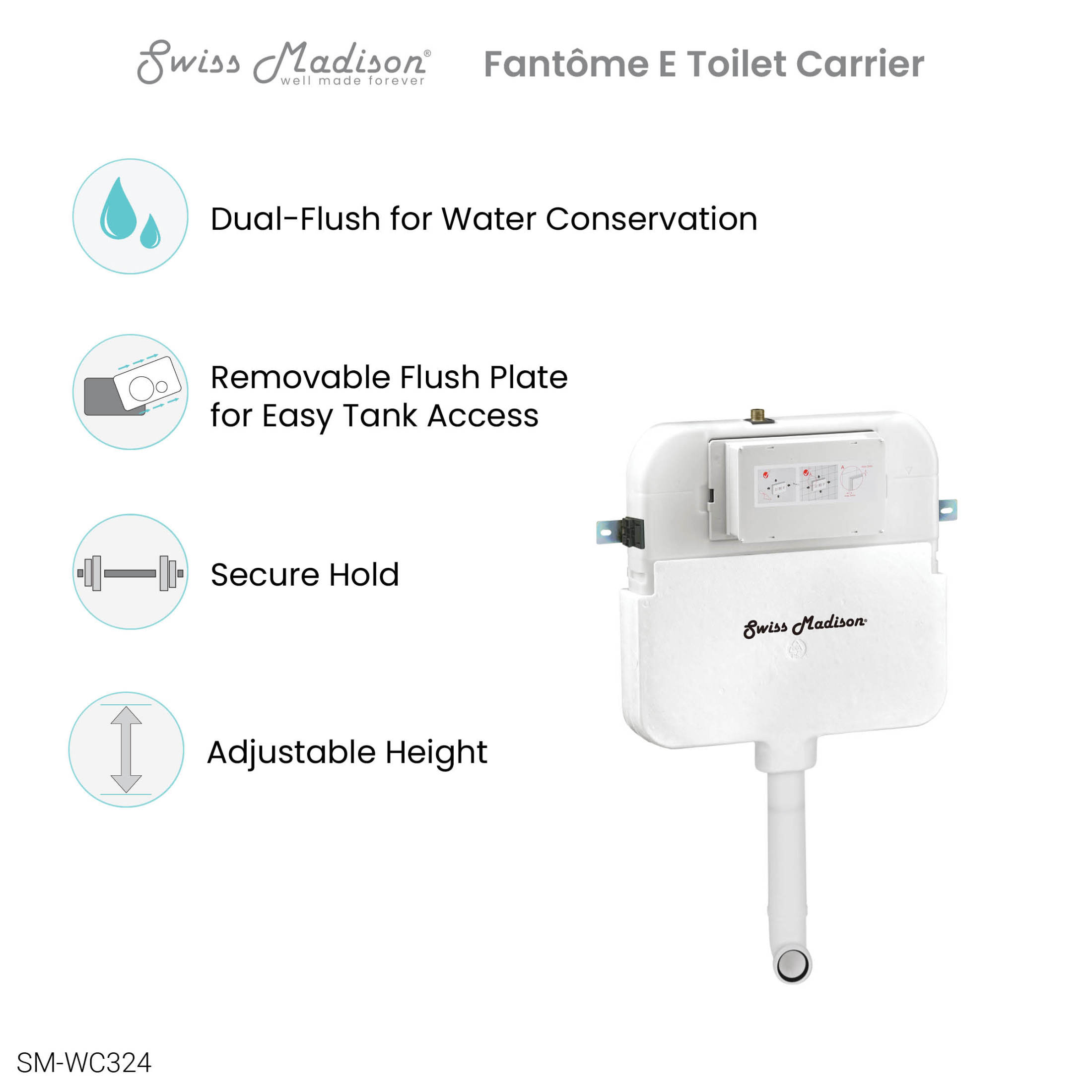 Fantome E 2' x 4' Concealed In-Wall Toilet Tank Carrier System for Back to Wall Toilet