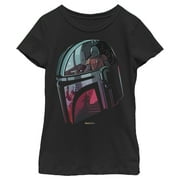 Girl's Star Wars: The Mandalorian Helmet Reflection Graphic Tee Black Medium