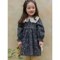 thumbnail image 2 of 2-8 Y Spring Girls' Clothing Sweet Peter Pan Collar Floral Dress for Girls Children's Puff Sleeve Princess Dress Kid's Outfit, 2 of 6