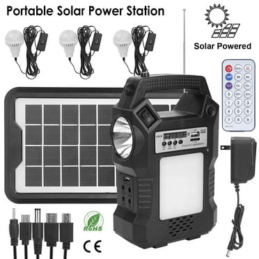 iMountek Portable Solar Power Station Rechargeable Backup Power Bank with Flashlight 3 Lighting Bulbs for Camping Outage Garden Lamp