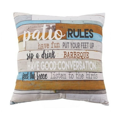 Decorative Patio Rules 16" Throw Pillow with Driftwood Aesthetic