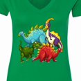 thumbnail image 4 of Inktastic Cute Dinosaurs Women's V-Neck T-Shirt, 4 of 5