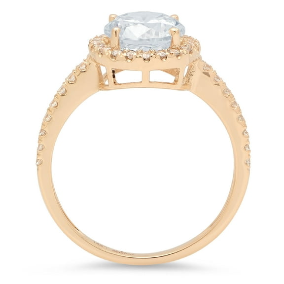 1.8 ct Round Cut Natural Aquamarine Halo Engagement Ring for Women in 18K Yellow Gold