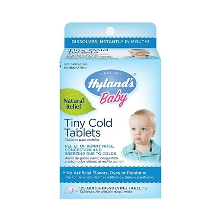 Hyland's Baby Tiny Cold Tablets, Natural Relief of Runny Nose, Congestion, and Occasional Sleeplessness Due to Colds, 125 Quick-Dissolving