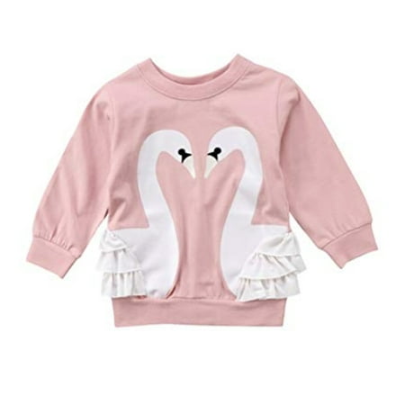 Softball Kids Pullover - Little Toddler Kids Baby Boy Girl Long Sleeve Swan Printed Sweatshirt Pullover Top Clothes Outfits