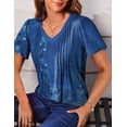 thumbnail image 5 of Fantaslook Blouses for Women Dressy Casual V Neck Pleated Tunic Tops Summer Short Sleeve Boho Shirts, 5 of 9