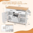 thumbnail image 3 of Costway Rolling Kitchen Island Kitchen Cart with Tilt-out Trash Cabinet Island Table White, 3 of 10